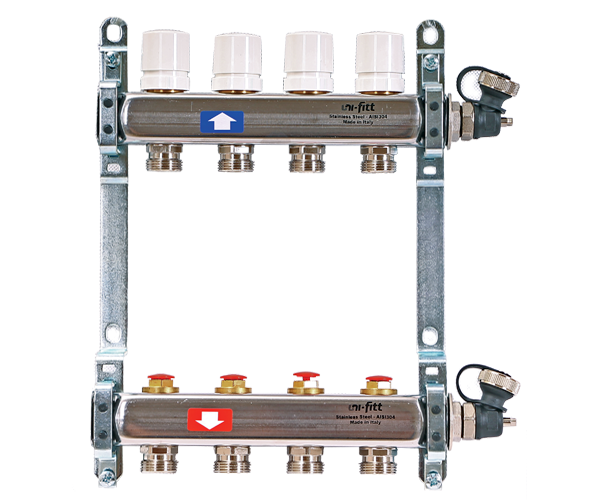 Коллекторная группа UNI-FITT 1"x3/4"ЕК 6 выходов регулировочными и термостатическими вентилями