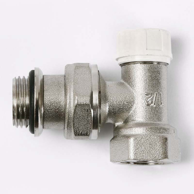 Вентиль обратный UNI-FITT угловой быстрого монтажа НВ 1/2 никелированный с разъёмным соединением