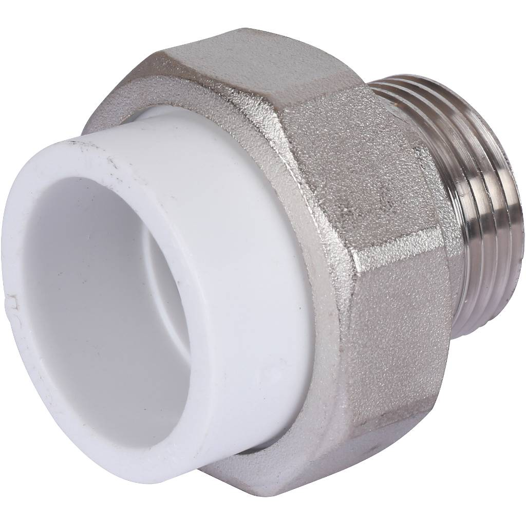 Муфта разъемная Политэк 32х1" НР для полипропиленовых труб (сварка) белая