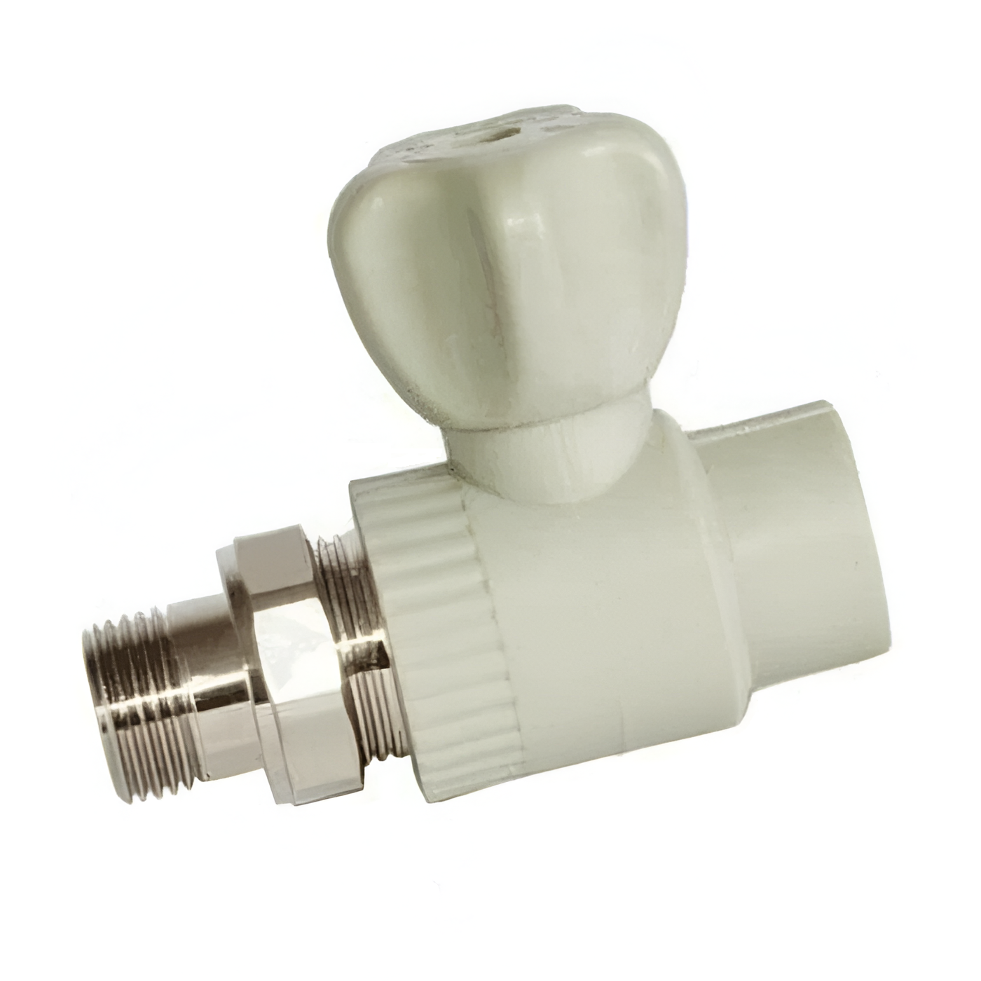 Кран шаровой РосТурПласт PP-R Дн20х1/2" НР стандартнопроходной прямой для радиатора (серый)