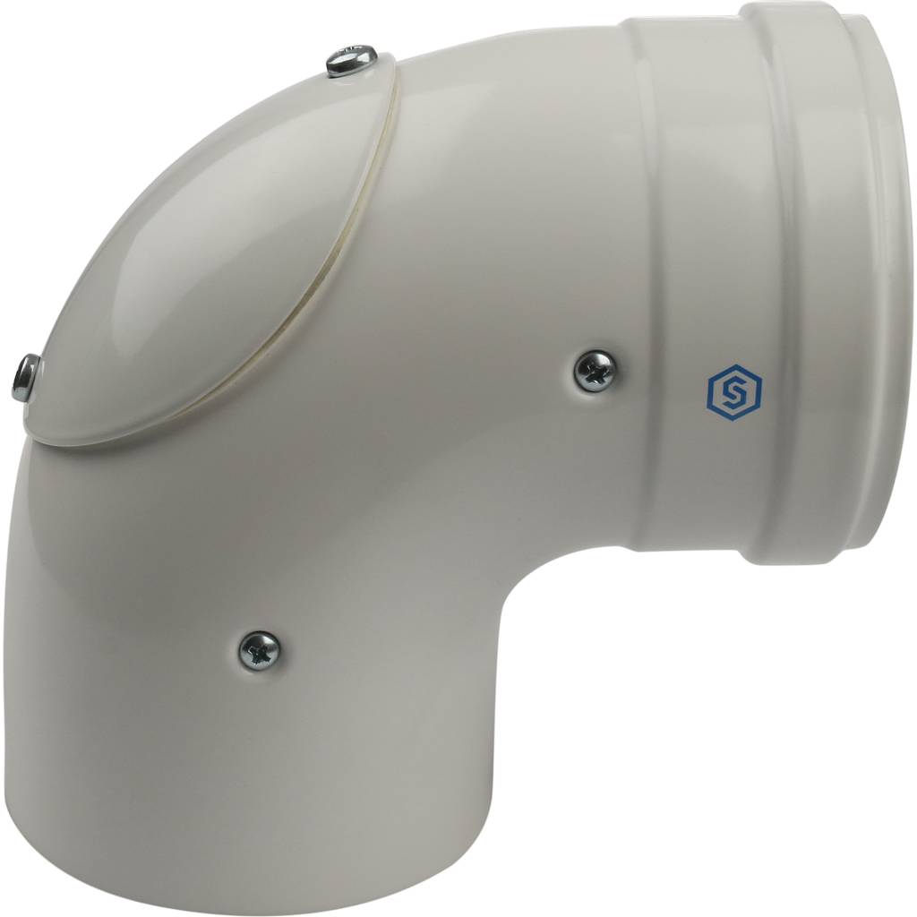 Угол STOUT 90° DN60/100 м/п конденсац. с инспекционным окном PP-FE