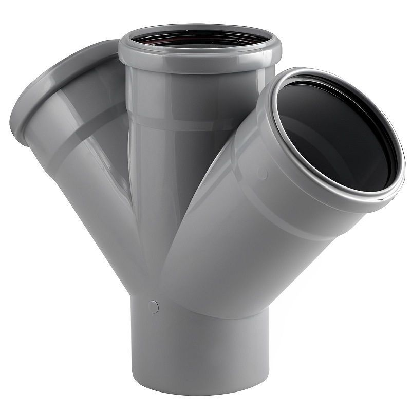 Крестовина одноплоскостная РосТурПласт PP-H Дн110х110х110х45° (серый)