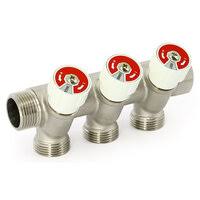 Коллектор модульный ELSEN 3/4", с вентилями, 3 отвода, выход 3/4"EK