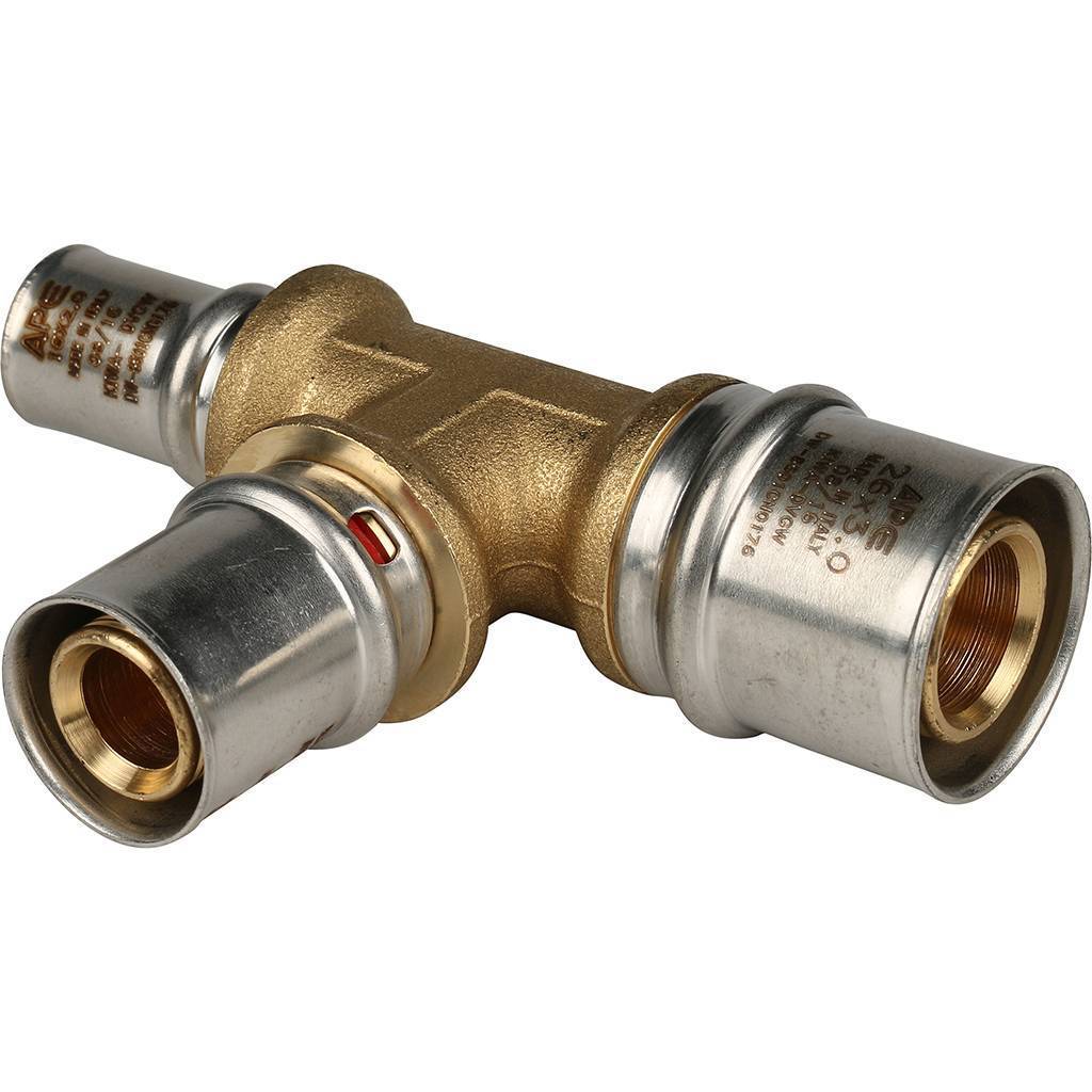 Тройник STOUT 26х20х16 переходной для металлопластиковых труб (прессовой)