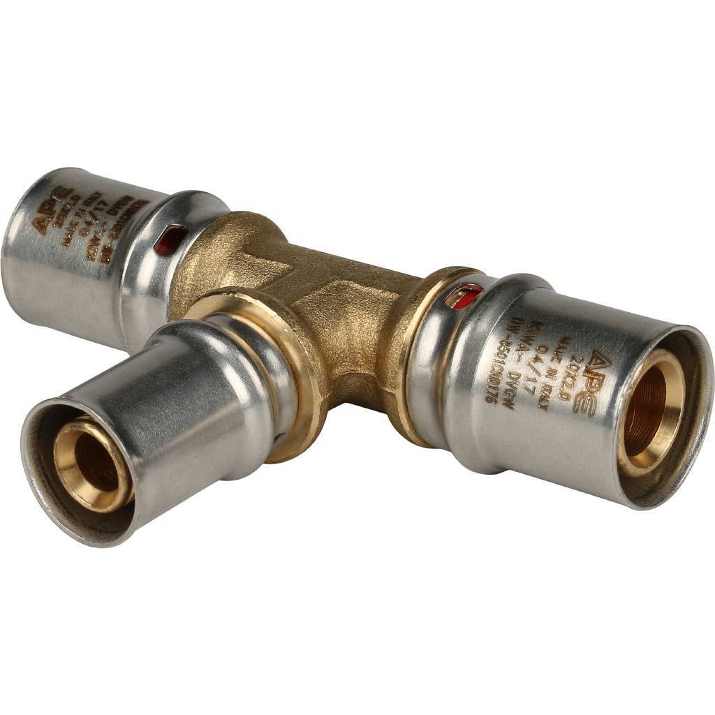 Тройник STOUT 20х16х20 переходной для металлопластиковых труб (прессовой)