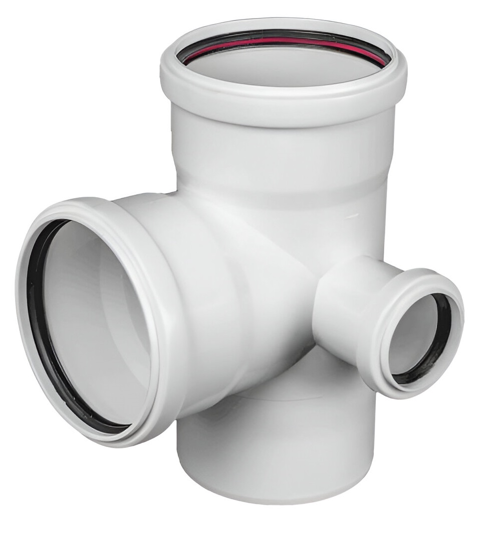 Крестовина двухплоскостная РосТурПласт PP-M Дн110х110х50х87° правая бесшумная канализация (белый)