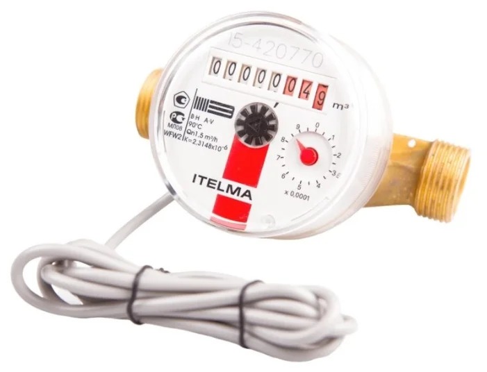 Счетчик горячей воды Итэлма L=110 DN15 Qном=1,5м3/ч с импульсным выходом Геркон