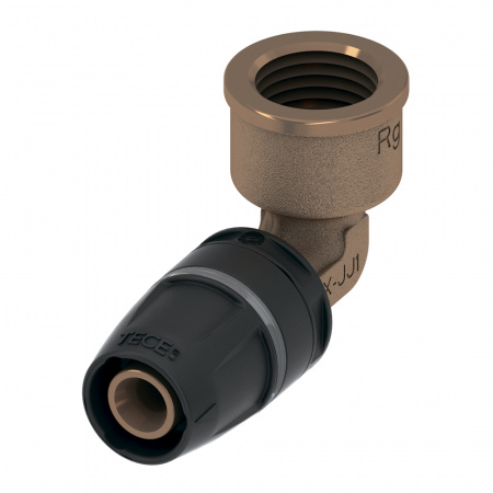 Уголок соединительныйTECE TECElogo-Push 90° 16х1/2 с муфтой внутренняя резьба (бронза)