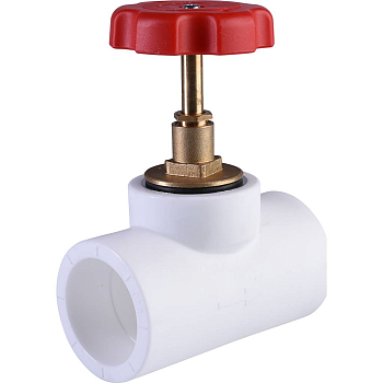 Вентиль Политэк 40 для полипропиленовых труб (сварка) белый