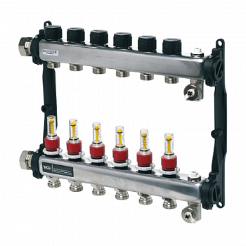 Коллектор TECE 1х3/4ЕК 8 контуров для теплого пола с расходомерами (квадратное сечение)
