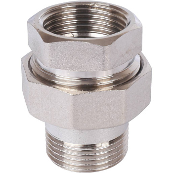 Разъемное соединение американка STOUT 1" уплотнение под гайкой по плоскости ВН (никелированное)