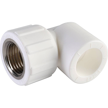 Угольник Политэк 20x1/2" ВР для полипропиленовых труб (сварка) белый