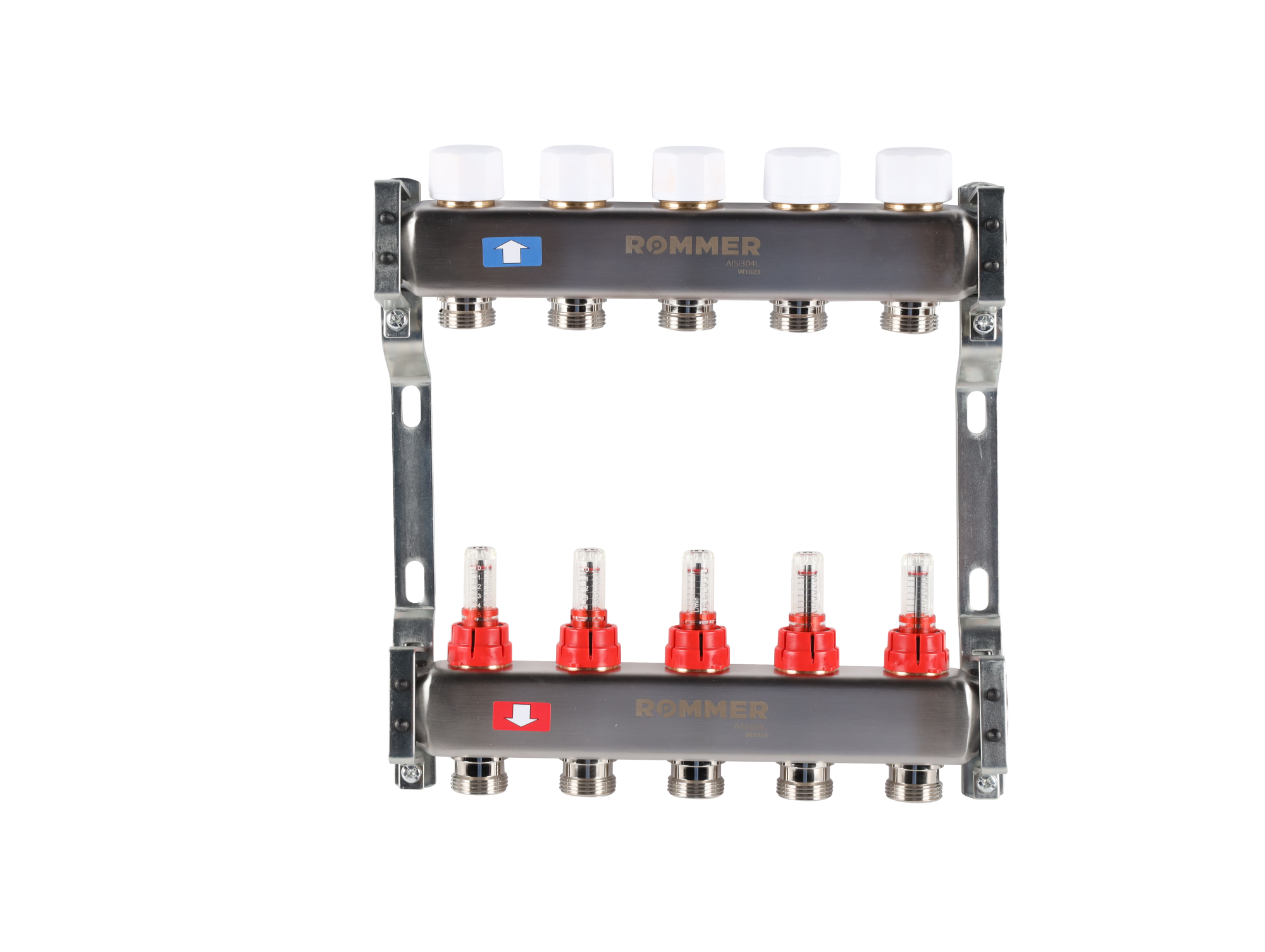 Коллектор ROMMER 1"х3/4" 5 выходов с расходомерами