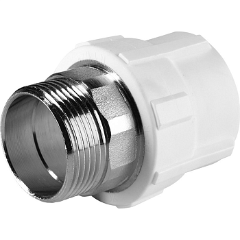 Муфта комбинированная Политэк 40x1 1/4" НР под ключ для полипропиленовых труб (сварка) белая