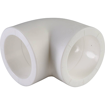 Угольник 90° Политэк 50 для полипропиленовых труб (сварка) белый