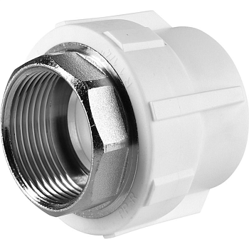 Муфта комбинированная Политэк 40x1 1/4" ВР под ключ для полипропиленовых труб (сварка) белая