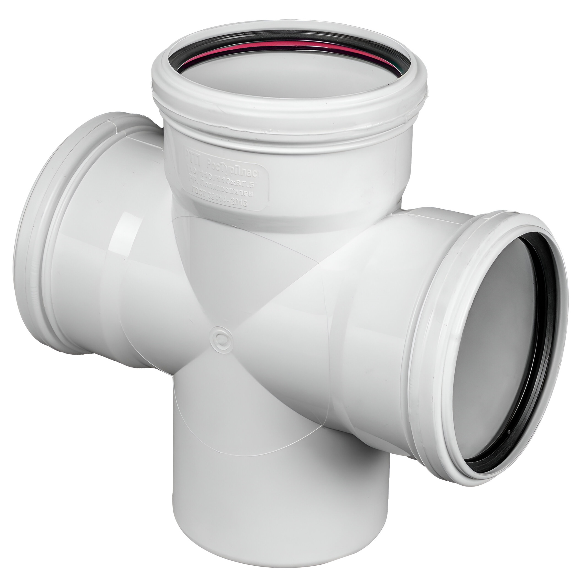Крестовина одноплоскостная РосТурПласт PP-M Дн110х110х110х87° бесшумная канализация (белый)