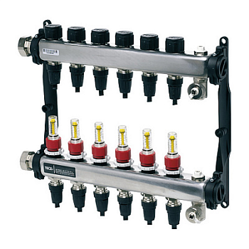 Коллектор TECE TECEfloor 1x16 push-fit 6 контуров push-fit для поверхностного отопления