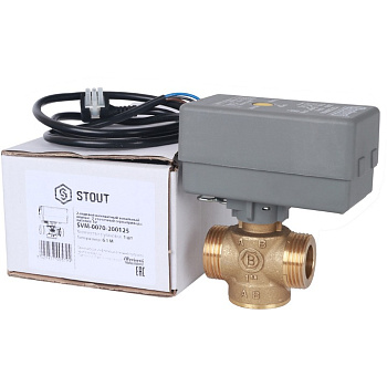 STOUT Компактный 2-Ходовой зональный клапан (сервопривод 230V  с кабелем 1м.  НР 1")