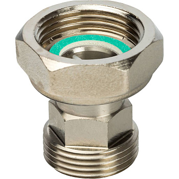 STOUT Разъемное соединение с плоским уплотнением и обратным клапаном (никелированное 3/4")