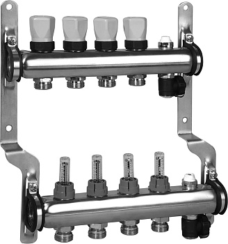 Коллектор Meibes с расходомерами на 4 выхода