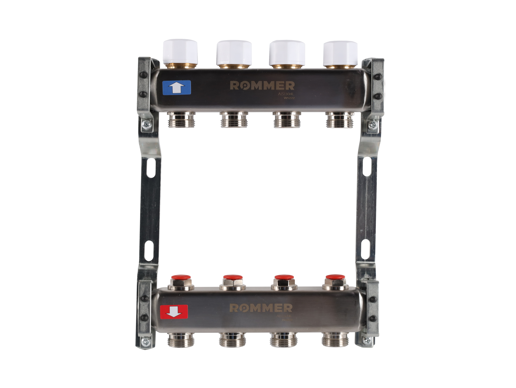 Коллектор ROMMER 1"х3/4" 4 выхода с запорными клапанами