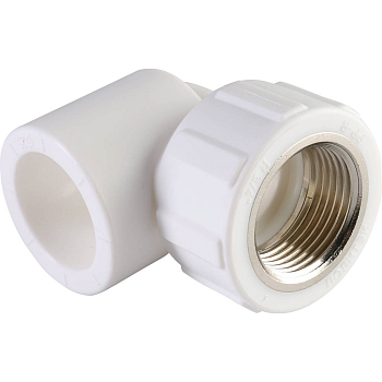 Угольник Политэк 25x3/4" ВР для полипропиленовых труб (сварка) белый