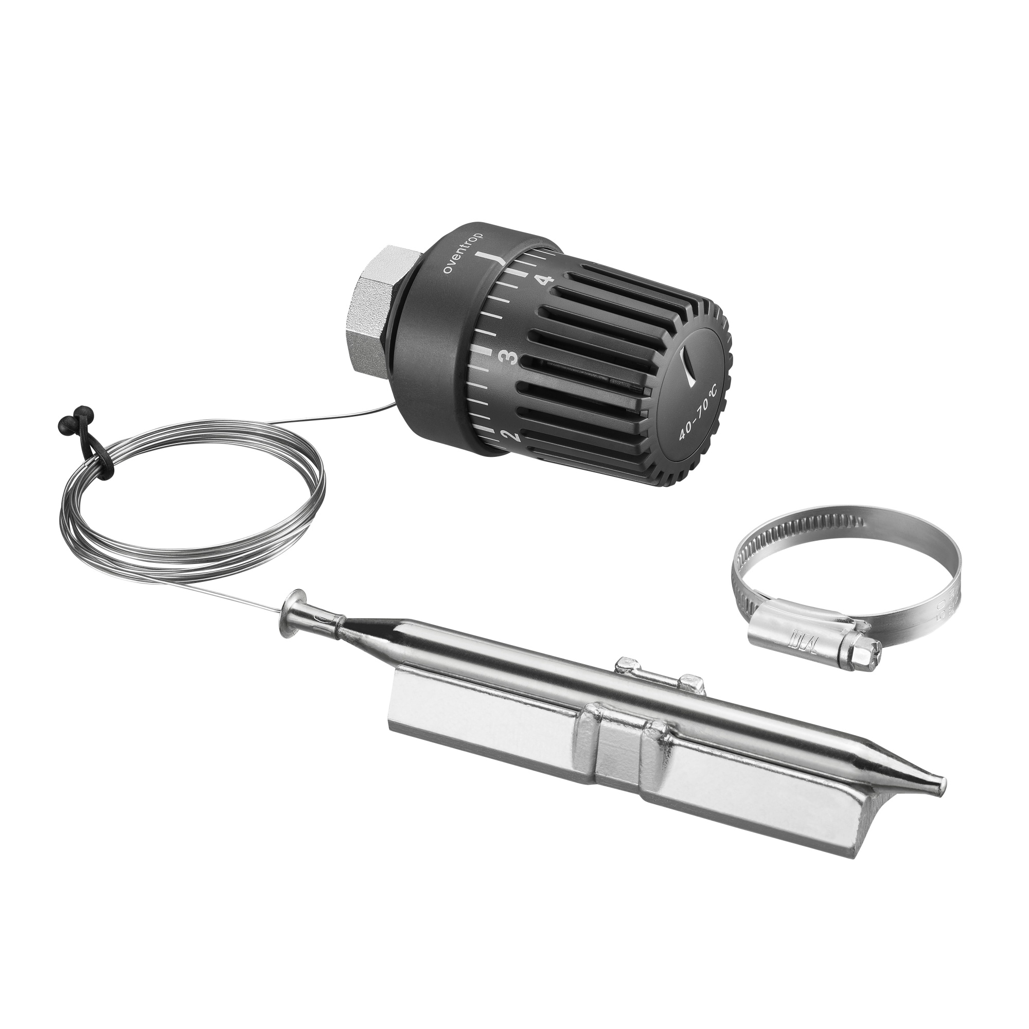 Термостат OVENTROP с накладным датчиком и теплопроводным штоком 50-80°С (капиллярная трубка-2 м)