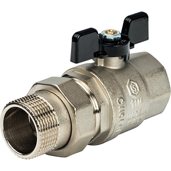 STOUT Кран шаровой полнопроходной с "американкой" (ВР/НР - ручка бабочка 1 1/4)