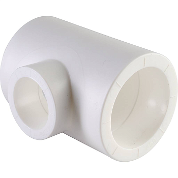 Тройник переходной Политэк 50x32x50 для полипропиленовых труб (сварка) белый