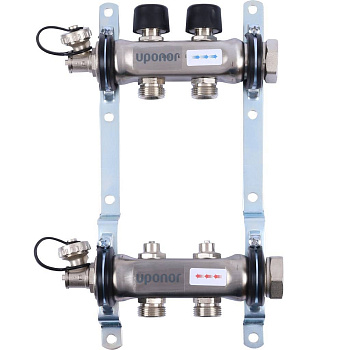 Uponor Smart S коллектор с клапанами стальной, выходы 2X3/4" евроконус