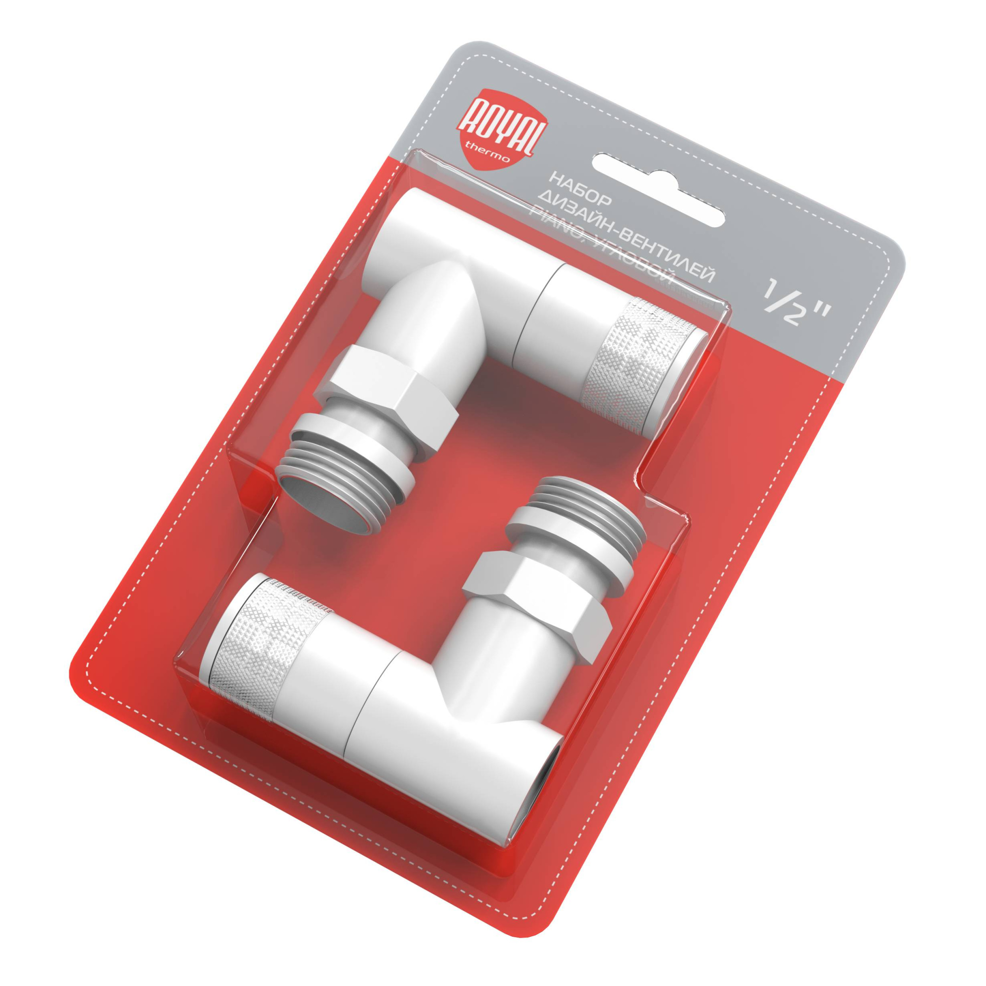 Набор дизайн-вентилей Royal Thermo PIANO угловой 1/2" (белый)