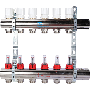 Коллекторная группа Luxor CD 477/6 1х3/4ЕК 6 контуров с расходомерами