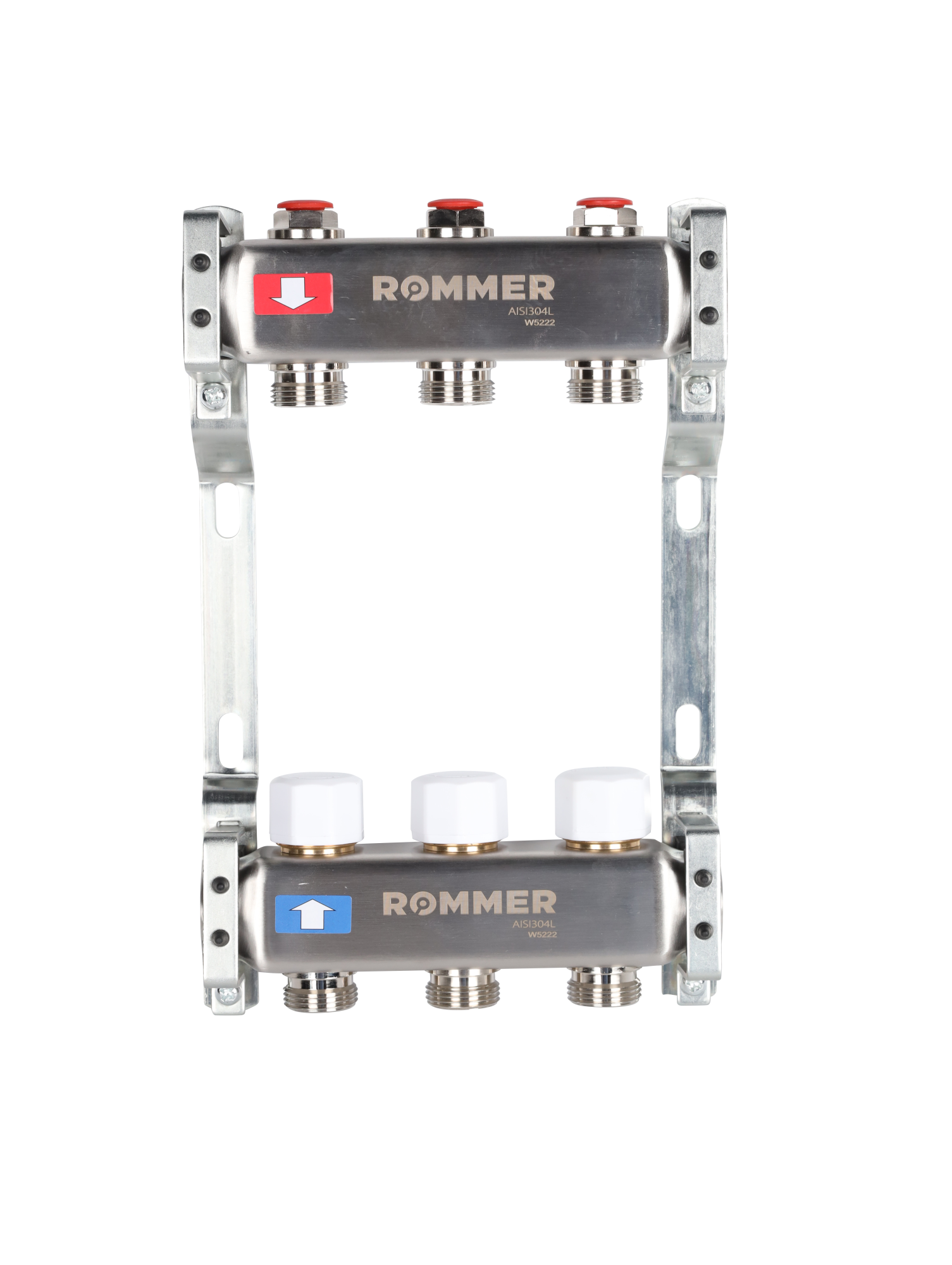 Коллектор ROMMER 1"х3/4" 3 выхода с запорными клапанами