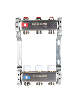 Коллектор ROMMER 1"х3/4" 3 выхода с запорными клапанами