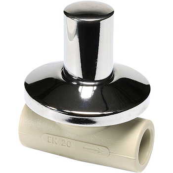 Проходной вентиль Ekoplastik ППР 25 под штукатурку с металической крышкой