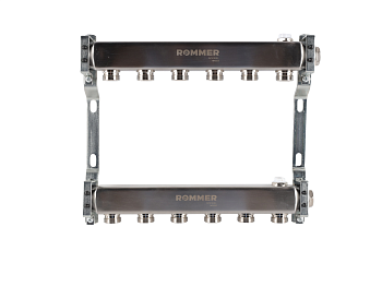 Коллектор ROMMER 1"х3/4" 6 выходов для радиаторной разводки