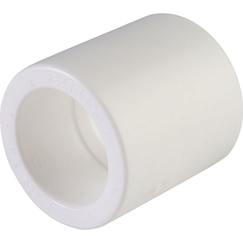 Муфта Политэк 25 для полипропиленовых труб (сварка) белая