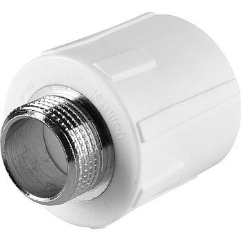 Муфта комбинированная Политэк 32x3/4" НР для полипропиленовых труб (сварка) белая