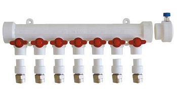 Kalde Коллектор с воздухоотводчиком и запорными кранами (7 выходов)