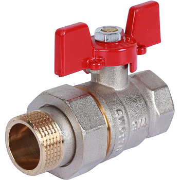 Кран шаровой ROMMER 3/4" ВН/НР с американкой (ручка бабочка) полнопроходной