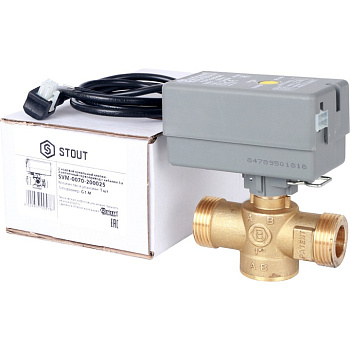 STOUT 2-Ходовой зональный клапан (сервопривод 230V с 3-х жильным кабелем 1м. НР 1")