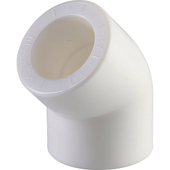 Угольник 45° Политэк 20 для полипропиленовых труб (сварка) белый