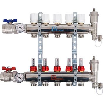 Коллекторная группа Luxor CD 473M/5 1х3/4ЕК 5 контуров с расходомерами