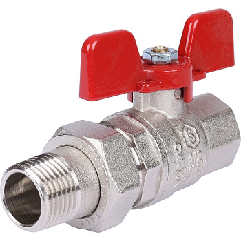 STOUT Кран шаровой полнопроходной с "американкой"  (ВР/НР - ручка бабочка 1/2 (EPDM))