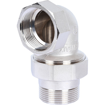 Разъемное соединение американка STOUT 1"1/2 угловое с уплотнением под гайкой ВН (никелированное)