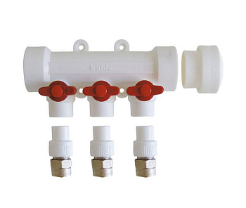 Kalde Коллектор с воздухоотводчиком и запорными кранами (8 выходов)