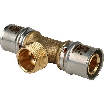 Тройник-переходник STOUT 26х3/4"х26 с наружной резьбой для металлопластиковых труб (прессовой)