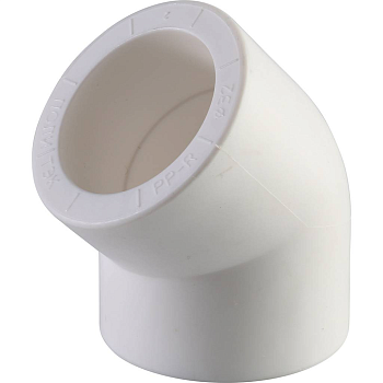 Угольник 45° Политэк 32 для полипропиленовых труб (сварка) белый