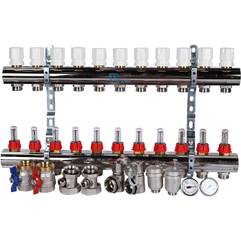 Коллекторная группа Luxor CD 473M/11 1х3/4ЕК 11 контуров с расходомерами